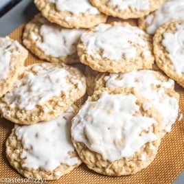 pile of iced oatmeal cookies