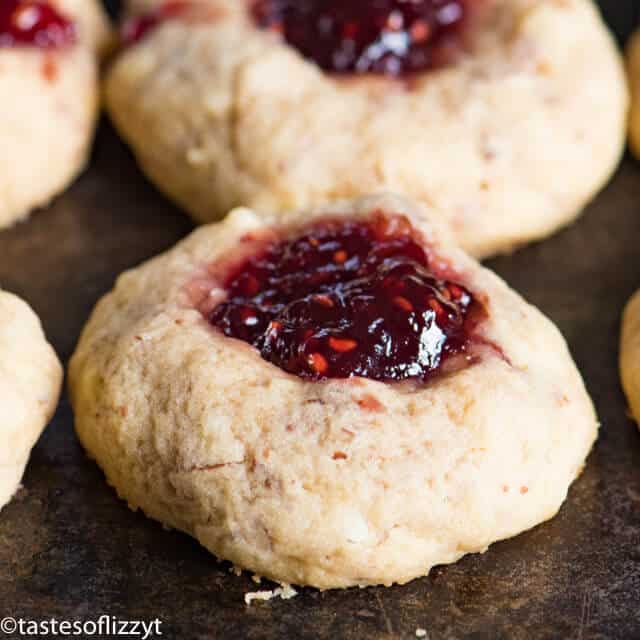 Raspberry Almond Thumbprint Cookies Recipe {Easy Fruit Filled Cookies}