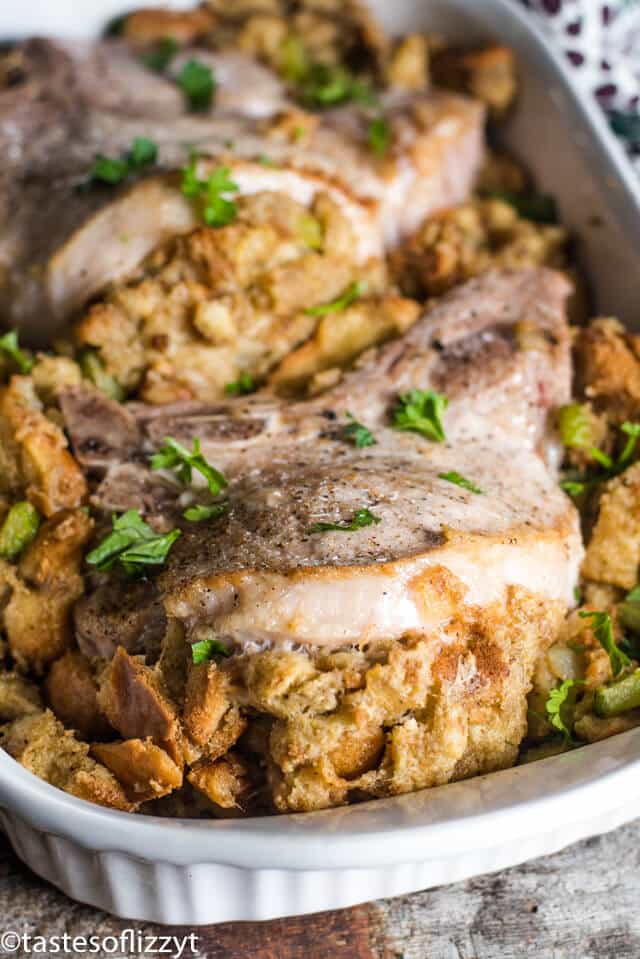 pork chops with bread stuffing