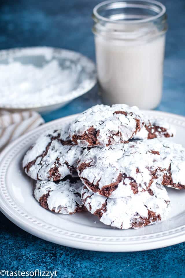 plate of chocolate Christmas cookies