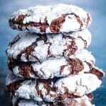 stack of chocolate crinkle cookies