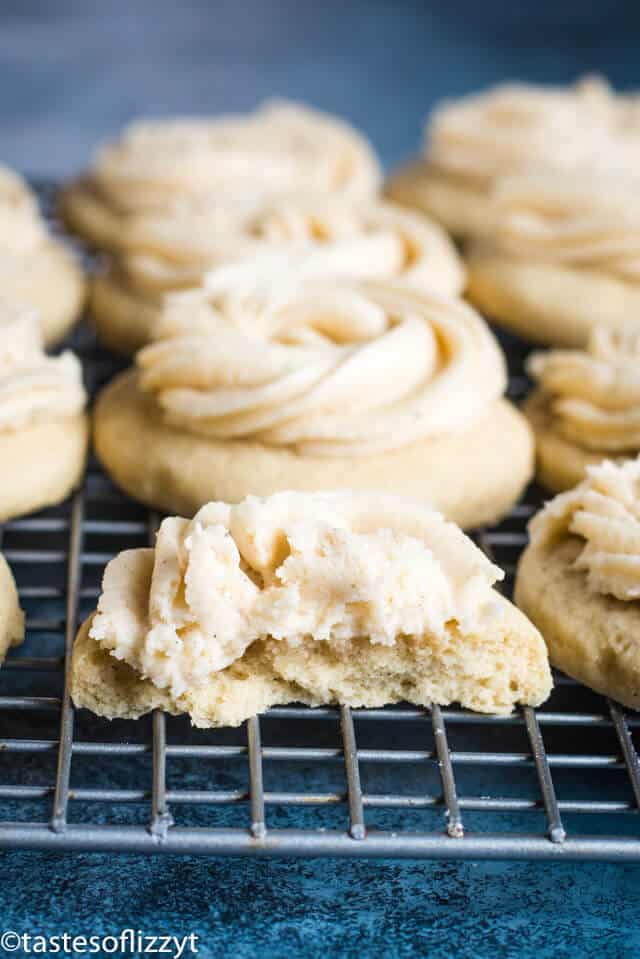 soft frosted sugar cookies spiked with eggnog