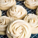 frosted eggnog cookies topped with eggnog frosting