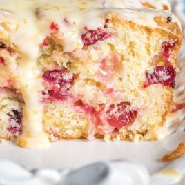 closeup of cranberry orange bread
