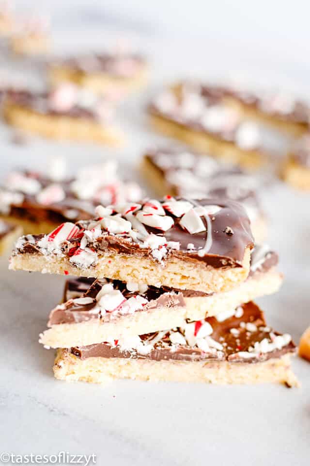 A close up of a piece of peppermint sugar cookie bars