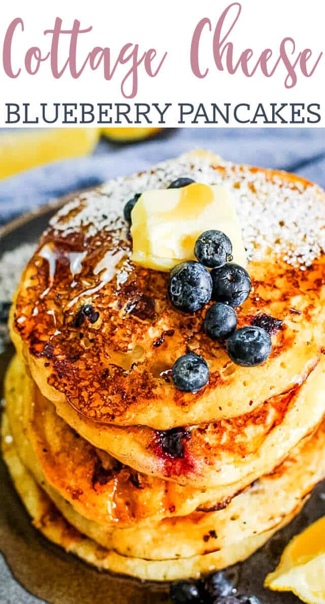 titled photo (and shown): cottage cheese blueberry pancakes