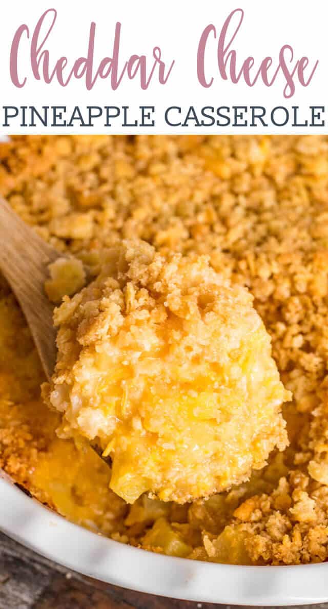 This sweet southern pineapple casserole could be a side dish...or a dessert! This unique recipe with pineapple, cheddar cheese and butter crackers is always a hit.