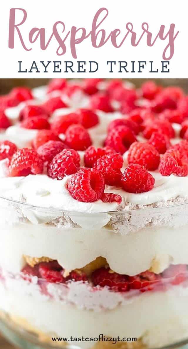 A close up of a raspberry trifle