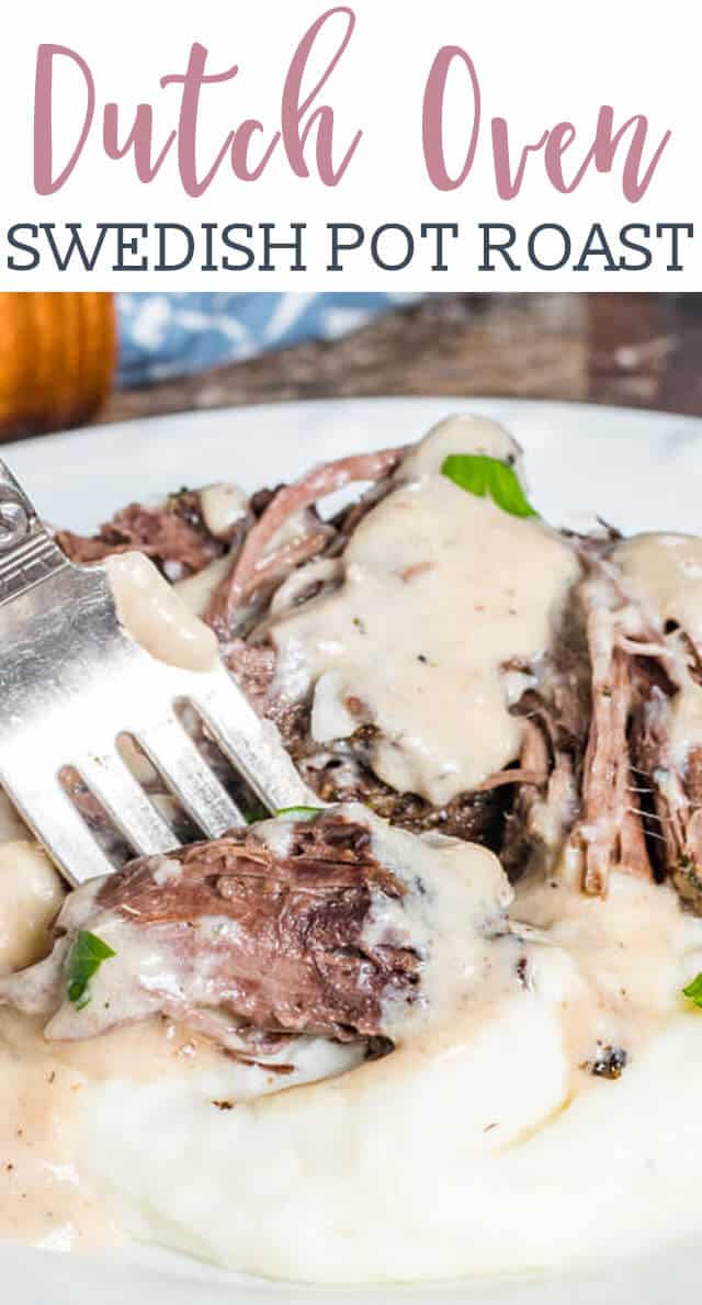 close up of for tender pot roast with gravy