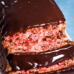 chocolate covered cherry bread slices on a plate