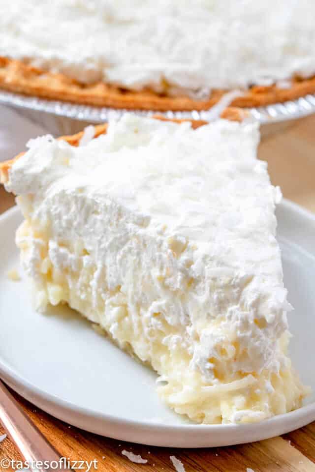 coconut cream pie on a plate