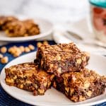 plate of espresso brownies with peanut butter chips