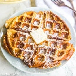 French Toast Waffles on plate with butter