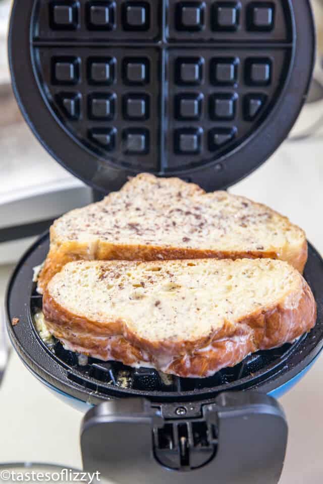 French Toast cooking in waffle iron