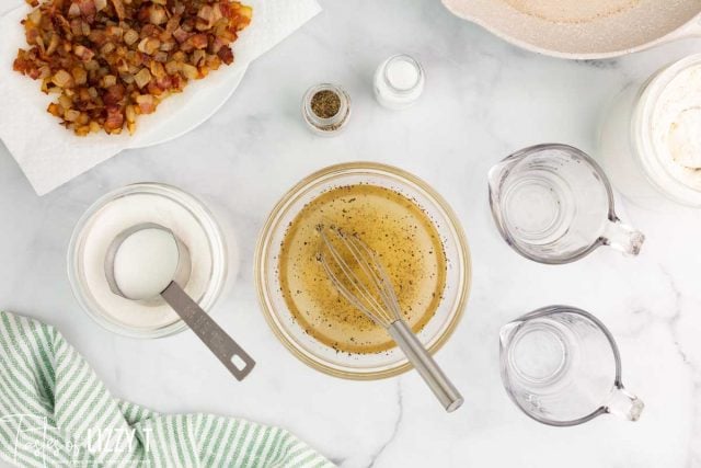 dressing for potato salad in a bowl