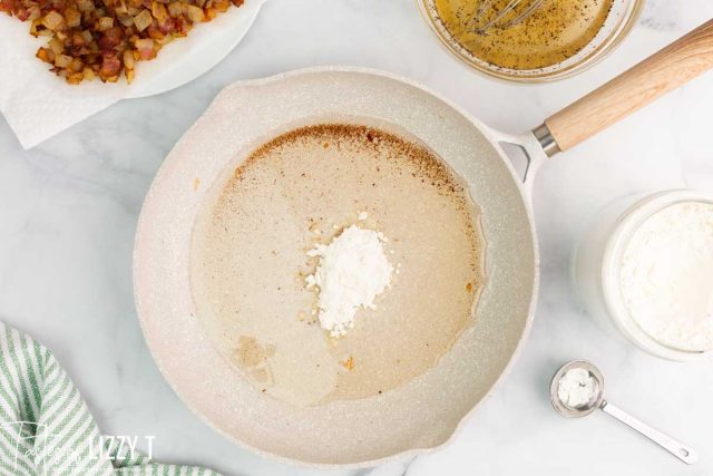 flour in a skillet