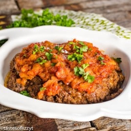 hawaiian meatloaf with pineapple in a baking dish