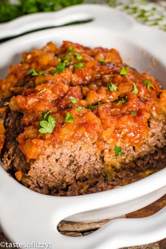 A close up of hawaiian meatloaf