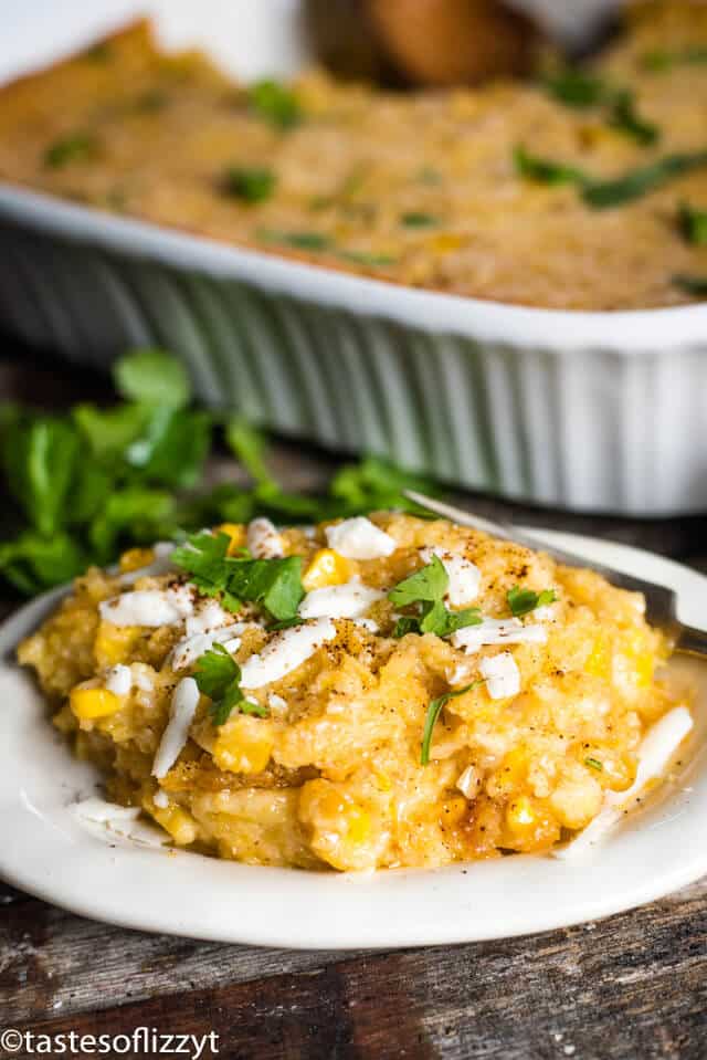 plate of mexican street corn casserole