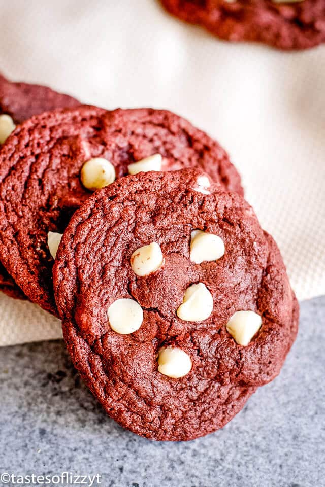 red velvet cookies with white chocolate chips