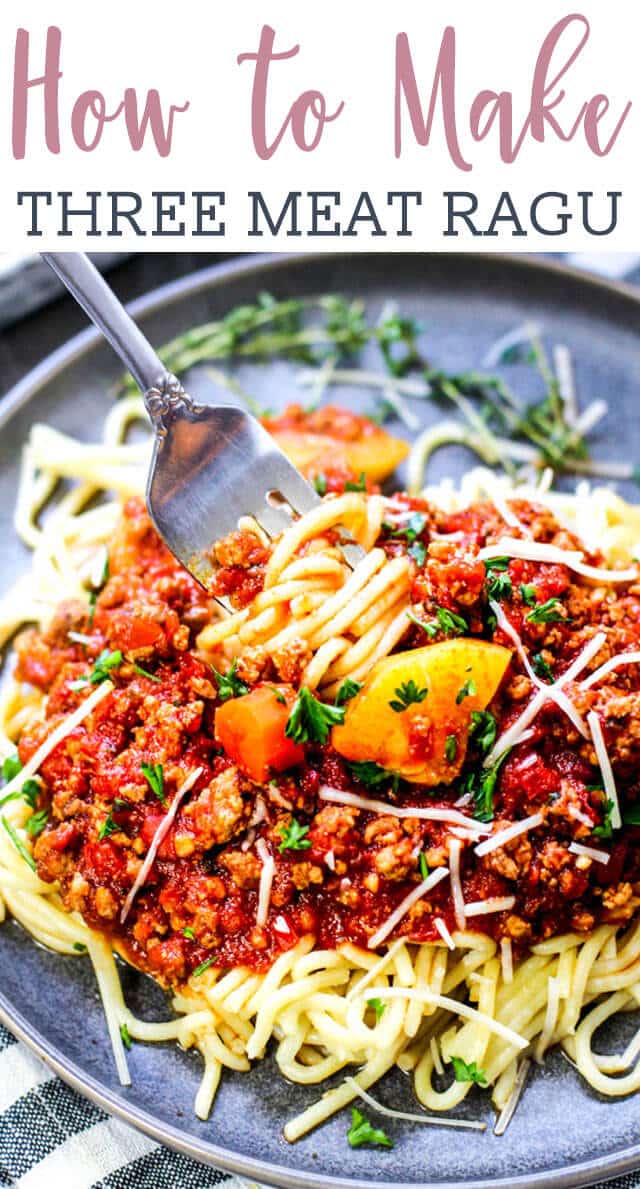 A plate of food with pasta, meat sauce and veggies