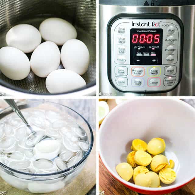 cooking eggs in instant pot collage