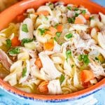 Chicken Noodle Soup in a clay pot