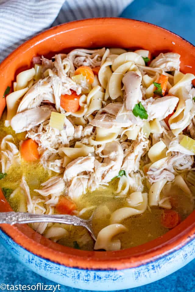 Chicken Noodle Soup with whole chicken