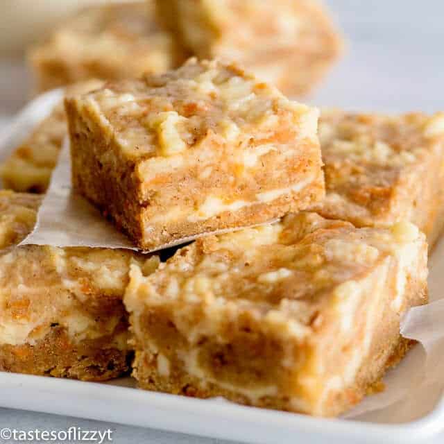 Cream Cheese Carrot Cake Bars on a plate