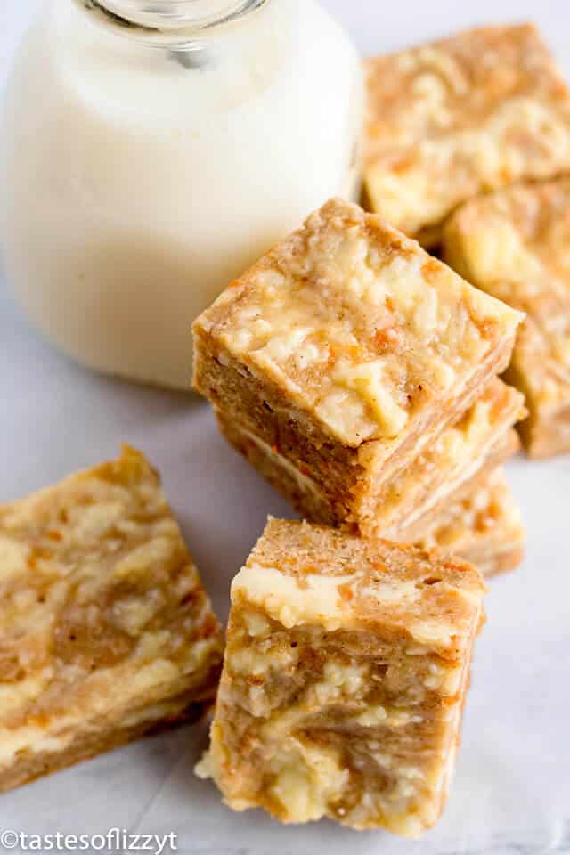 stack of cream cheese carrot cake bars