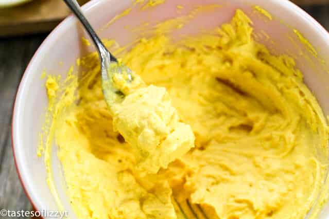 mashed egg yolks