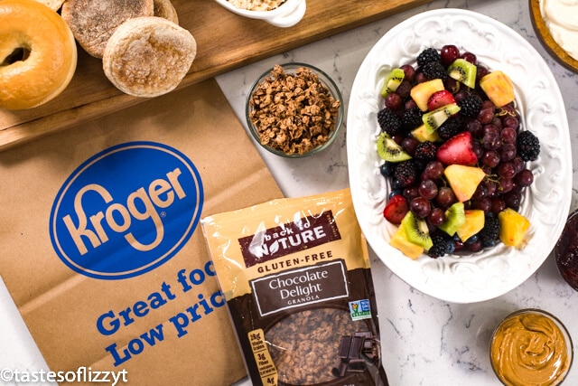 A bunch of food on a table, with Granola
