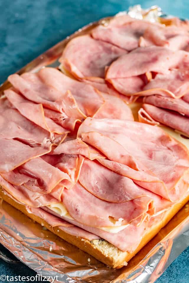 Ham and Cheese Sliders - process shot