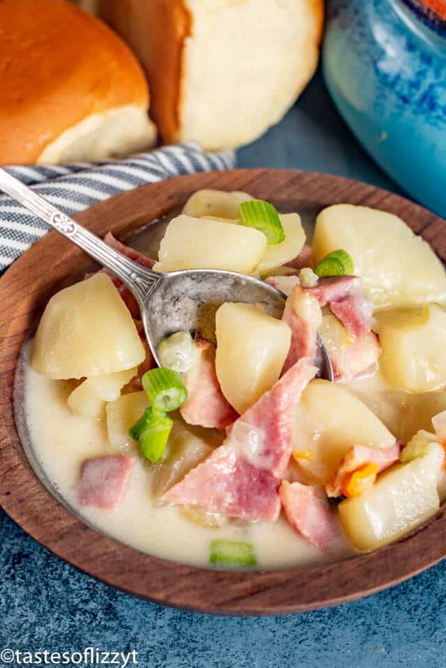 Ham and Potato Soup with green onion