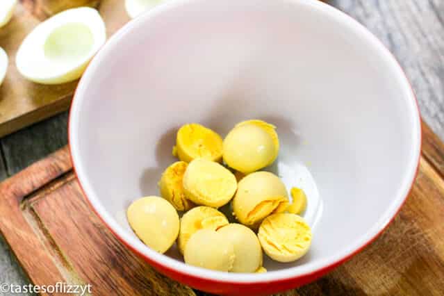 cooked egg yolks in a bowl