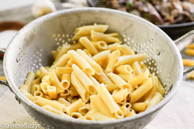 pasta in a colander