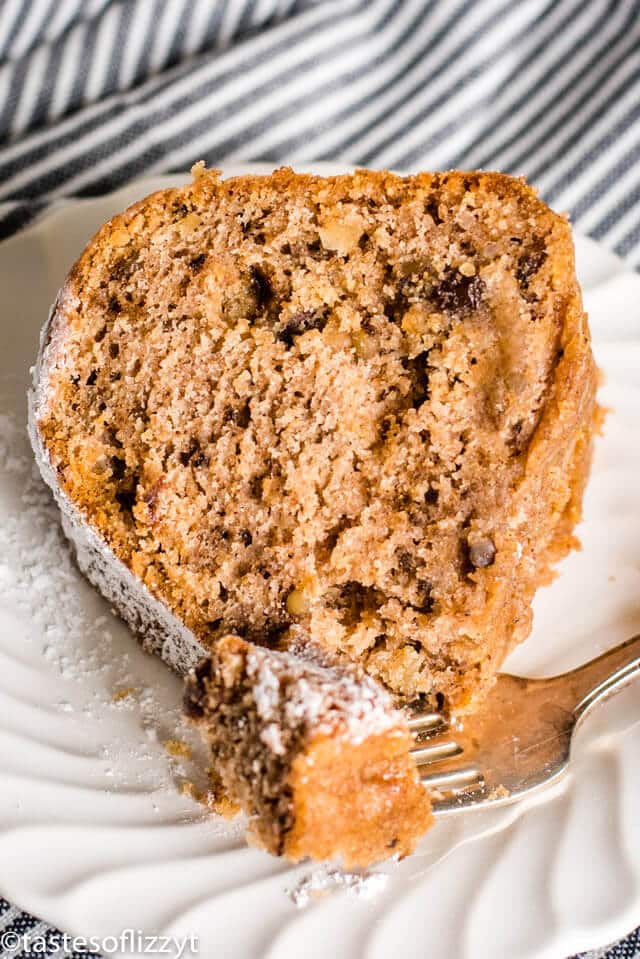 A piece of cake on a plate with a fork