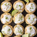 overhead view of key lime cookies on a baking sheet