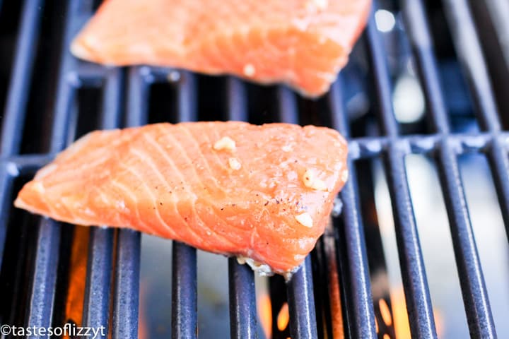 salmon on a grill