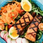 Brown Sugar Salmon overhead salad plate
