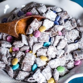 muddy buddies with m&ms