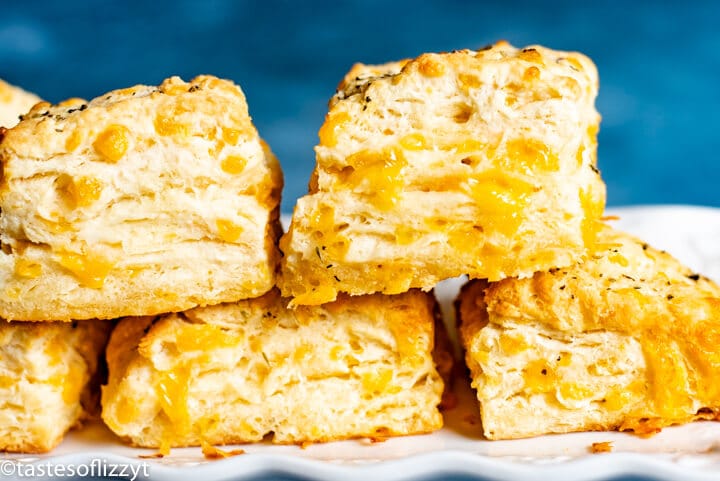 stack of garlic butter cheddar biscuits