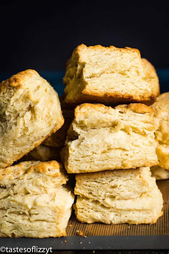 a stack of homemade biscuits