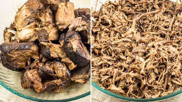 bowl of shredded pulled pork