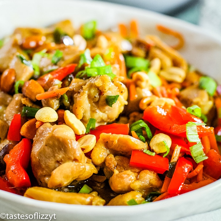 bowl of chicken and vegetables in a skillet