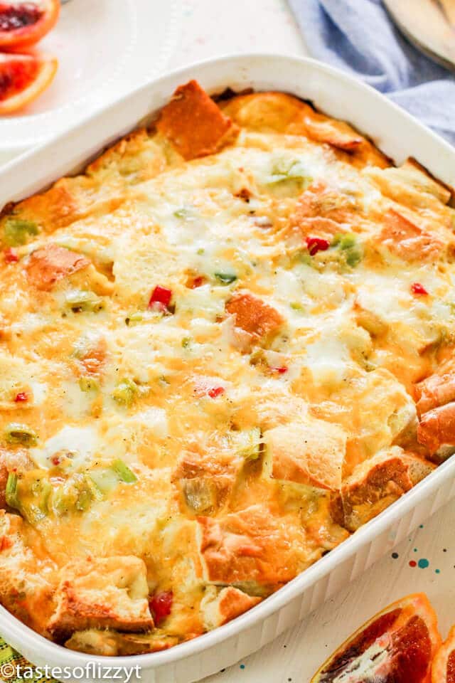 breakfast casserole in baking pan