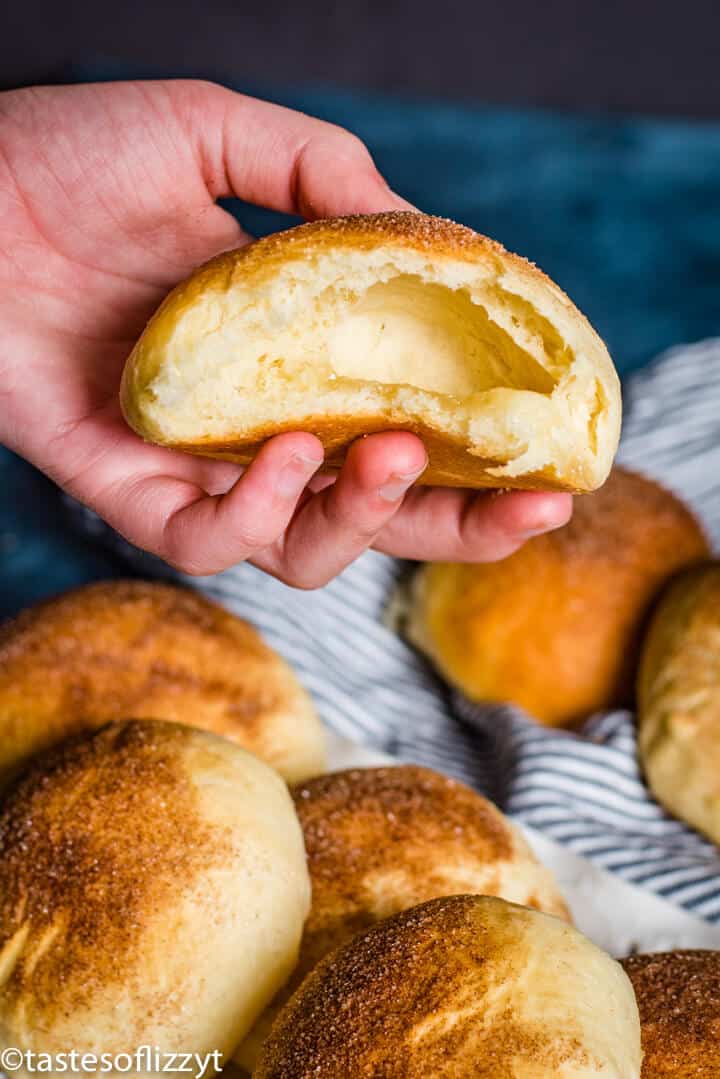A half eaten roll