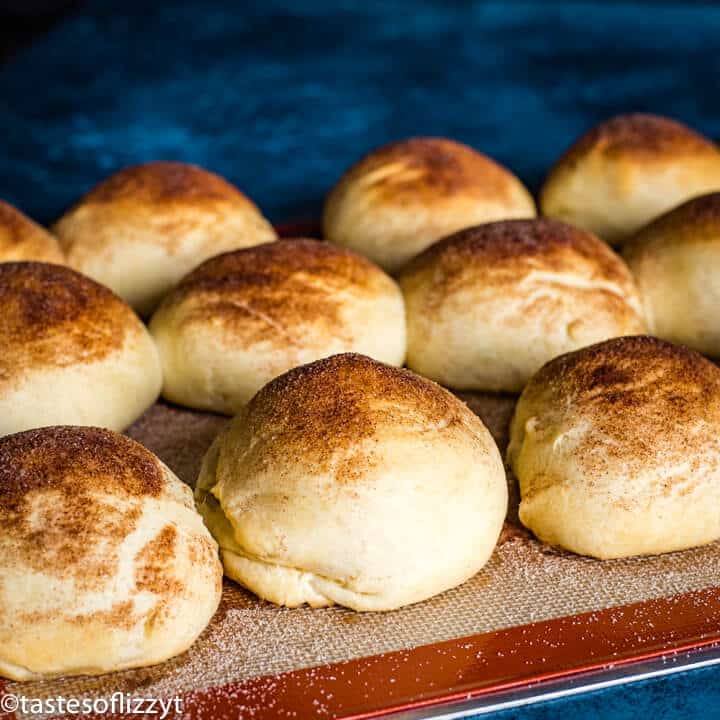 a tray of baked rolls