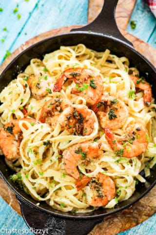 Shrimp Alfredo Pasta Recipe {Homemade Alfredo Sauce with Fettucini}