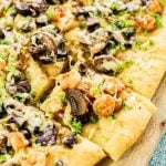 Shrimp Mushroom Flatbread Pizza with storebought dough